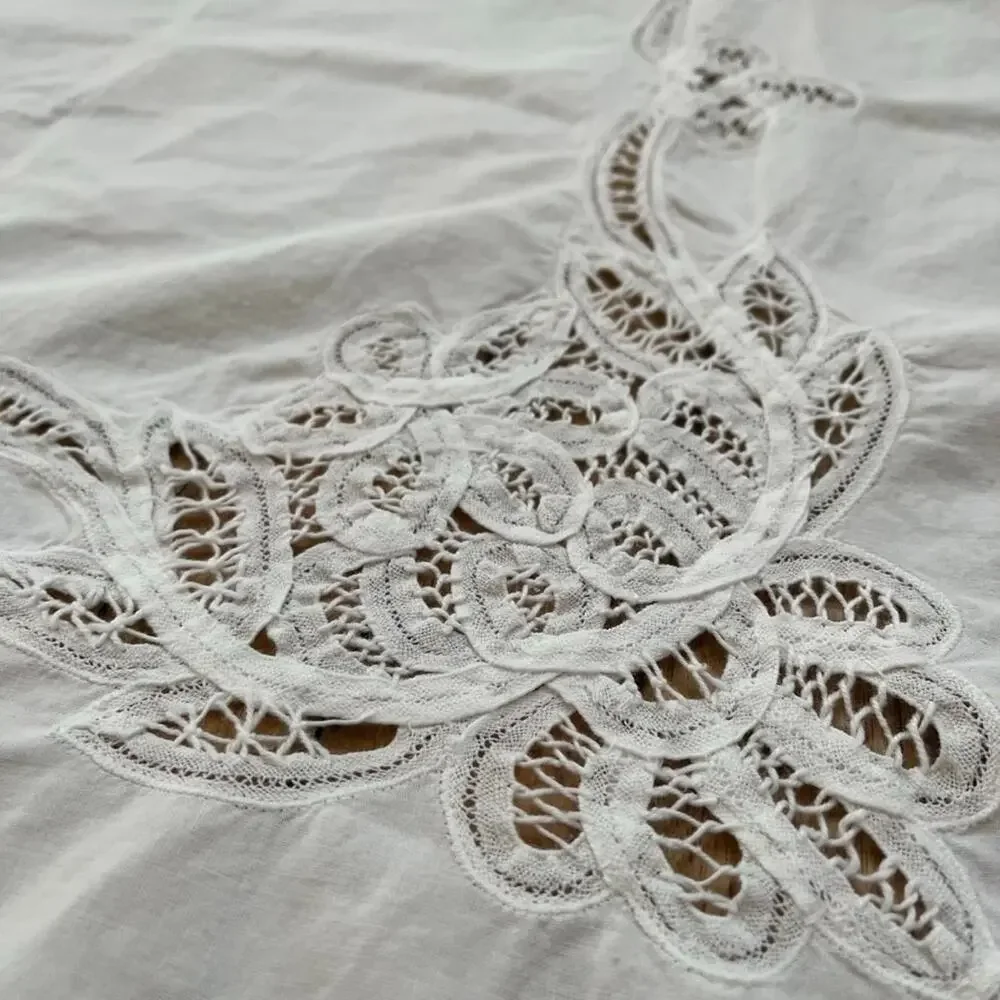 Vintage Imperial Elegance Battenburg Lace Tablecloth White Oval Shape 78